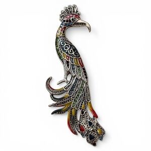 Beautiful Colorful Peacock Bird Brooch